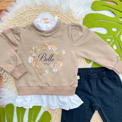 Conj. Casaco Belle e Calça de Montaria - Cappuccino e Preto